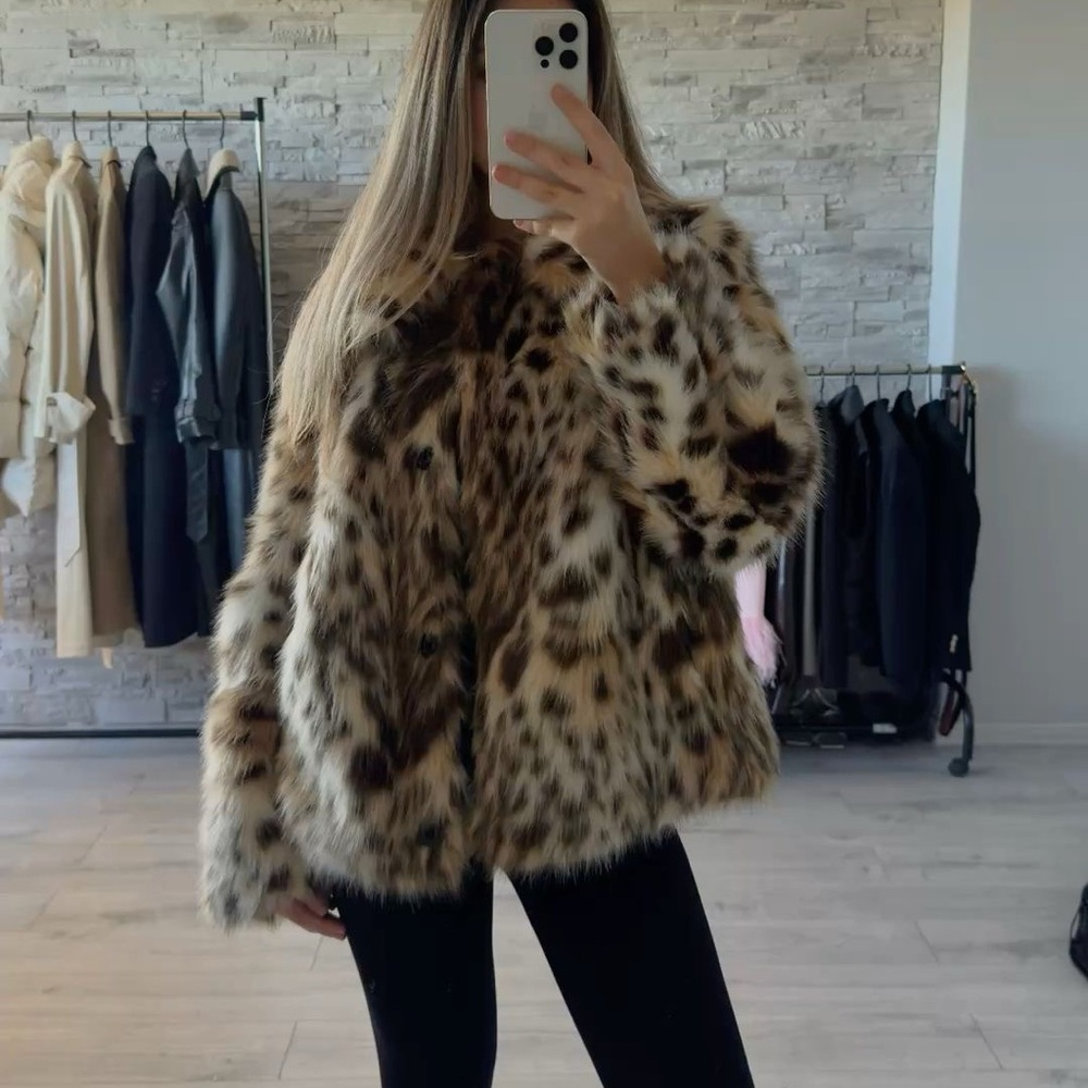NEW WITHOUT TAG ZARA CHEETAH FUR COAT SIZE SMALL - FUR COAT CHEETAH JACKET